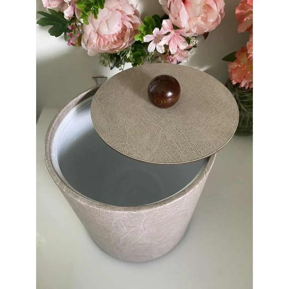 Made In USA‎ Wescon Taupe Leatherette and Wood 3-Quart Insulated Ice Bucket MCM
